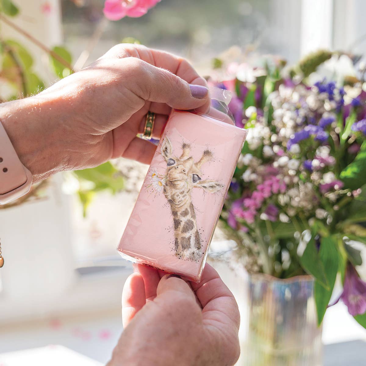 Pocket Tissues - 'Flowers' Giraffe