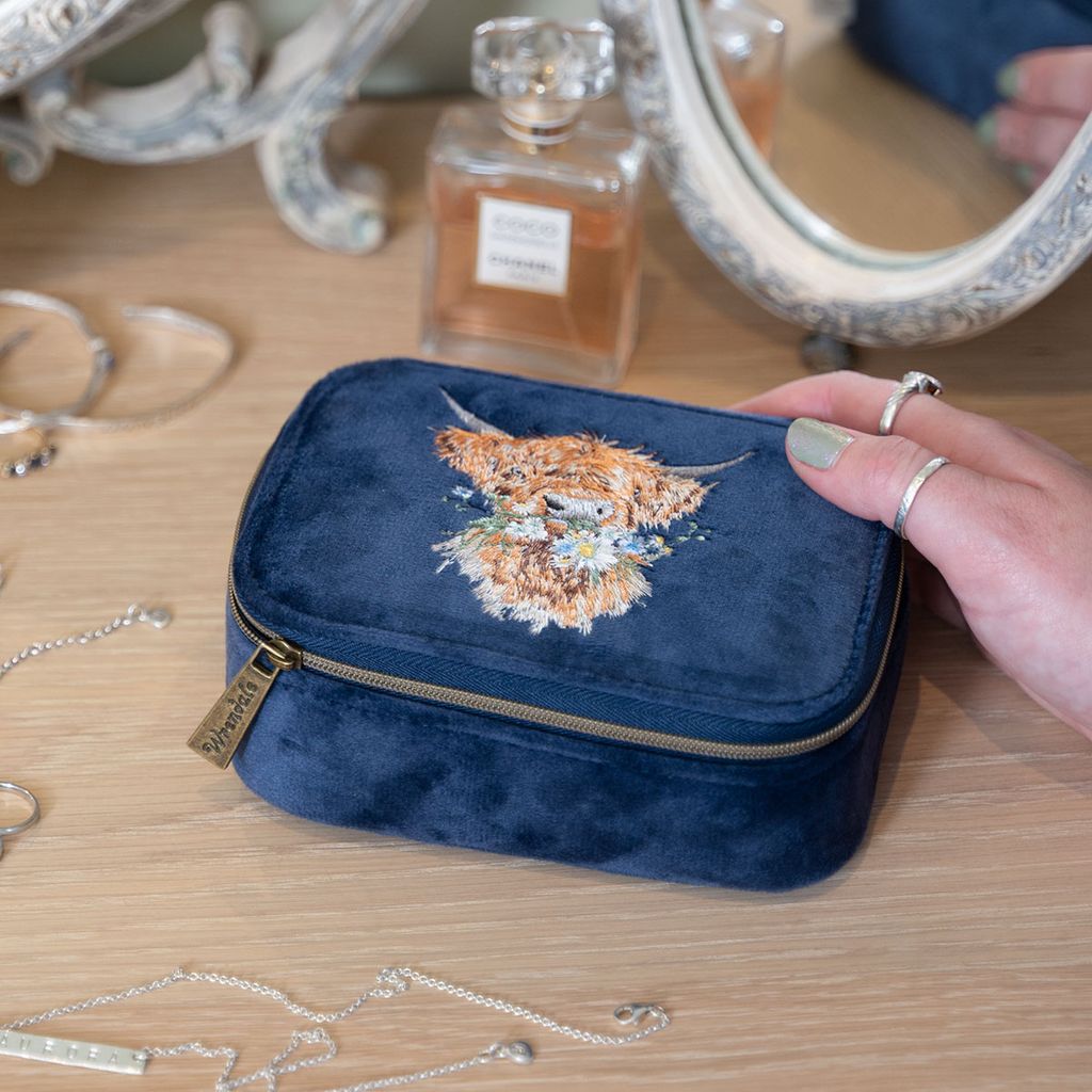 Accessory Case - 'Daisy Coo' Highland Cow Embroidered