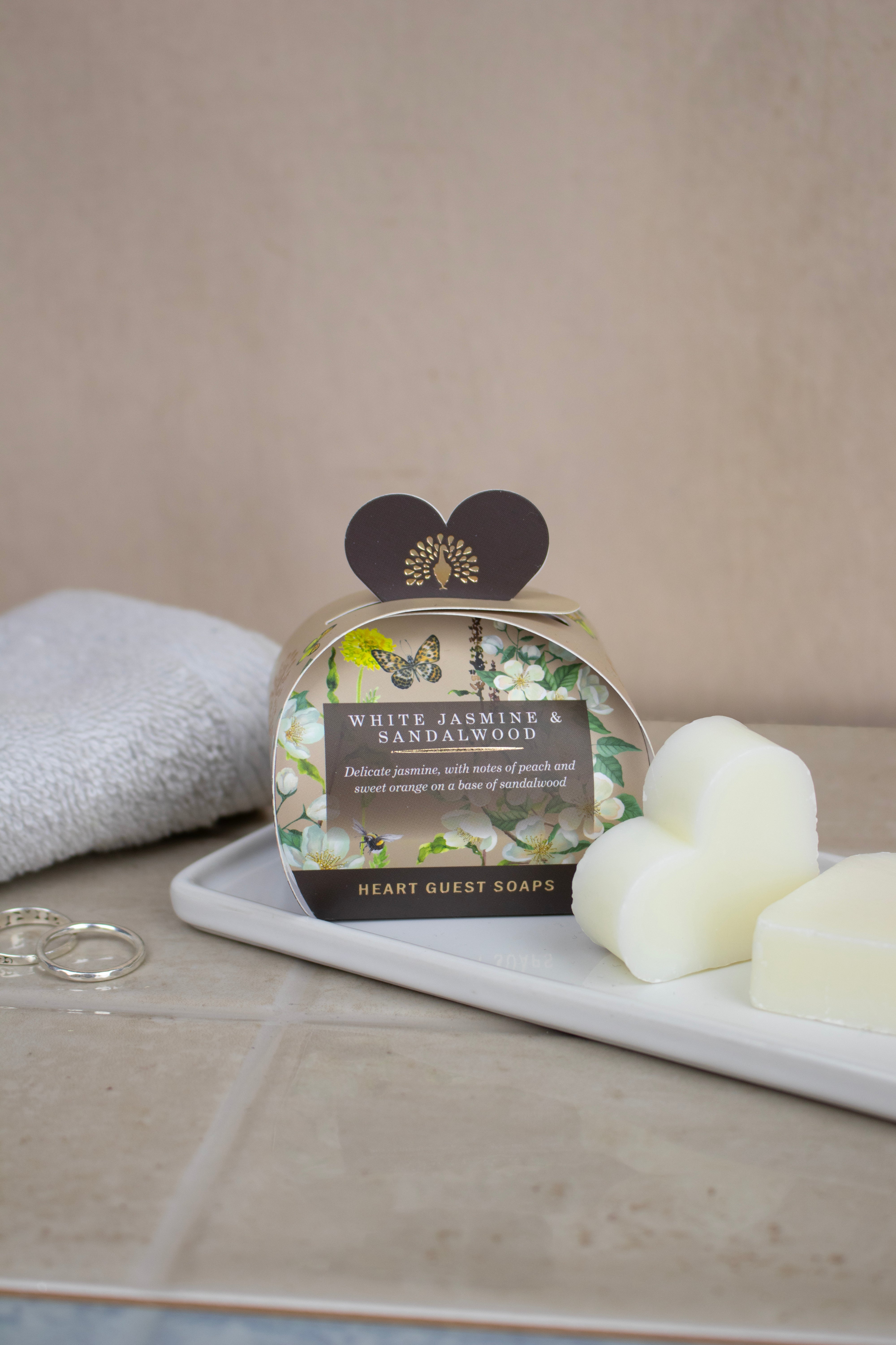 Heart Shaped Gift Soaps 3 x 20g - White Jasmine & Sandalwood