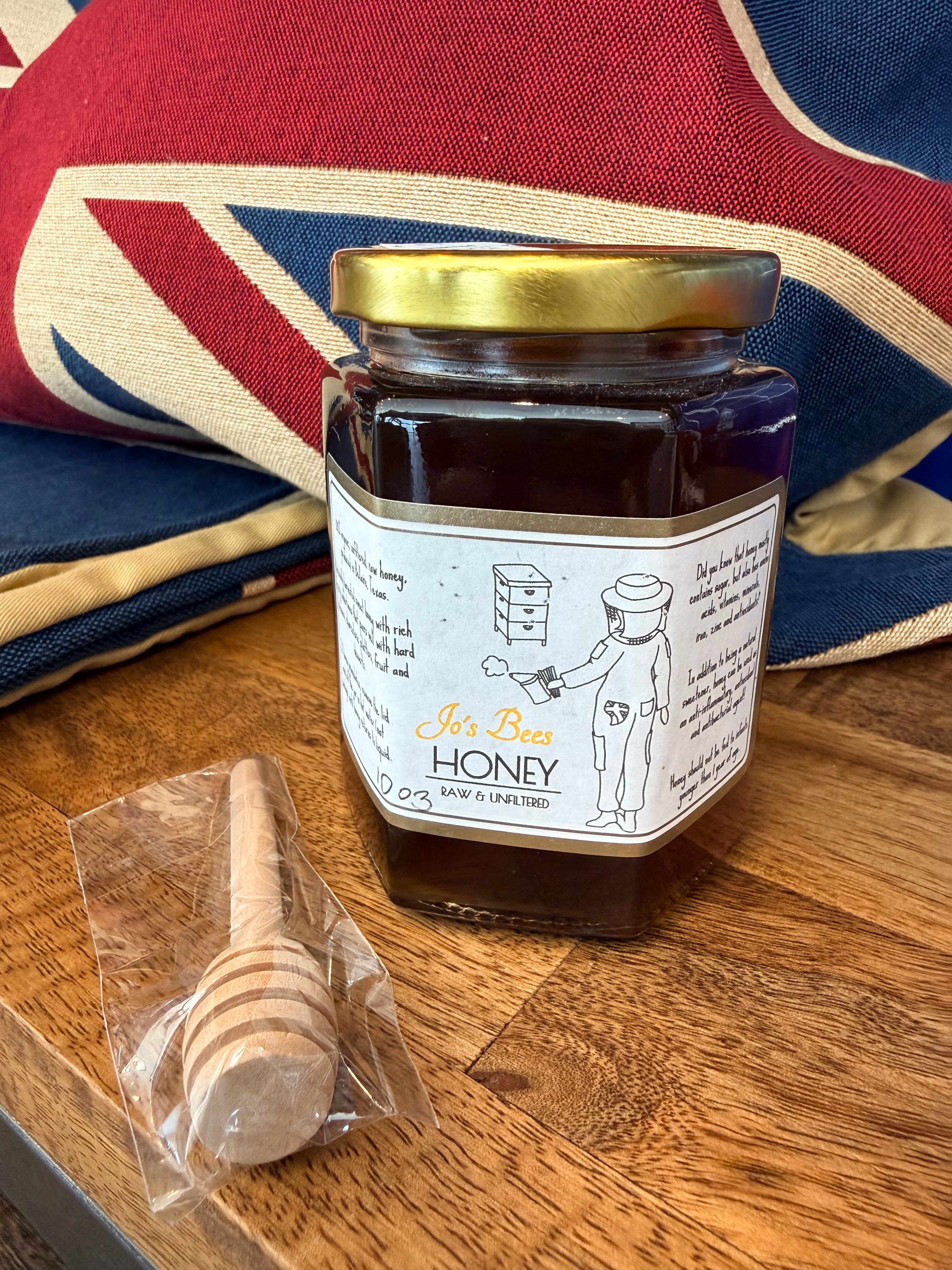 Jo's Bees Honey Raw & Unfiltered 10oz (280g)