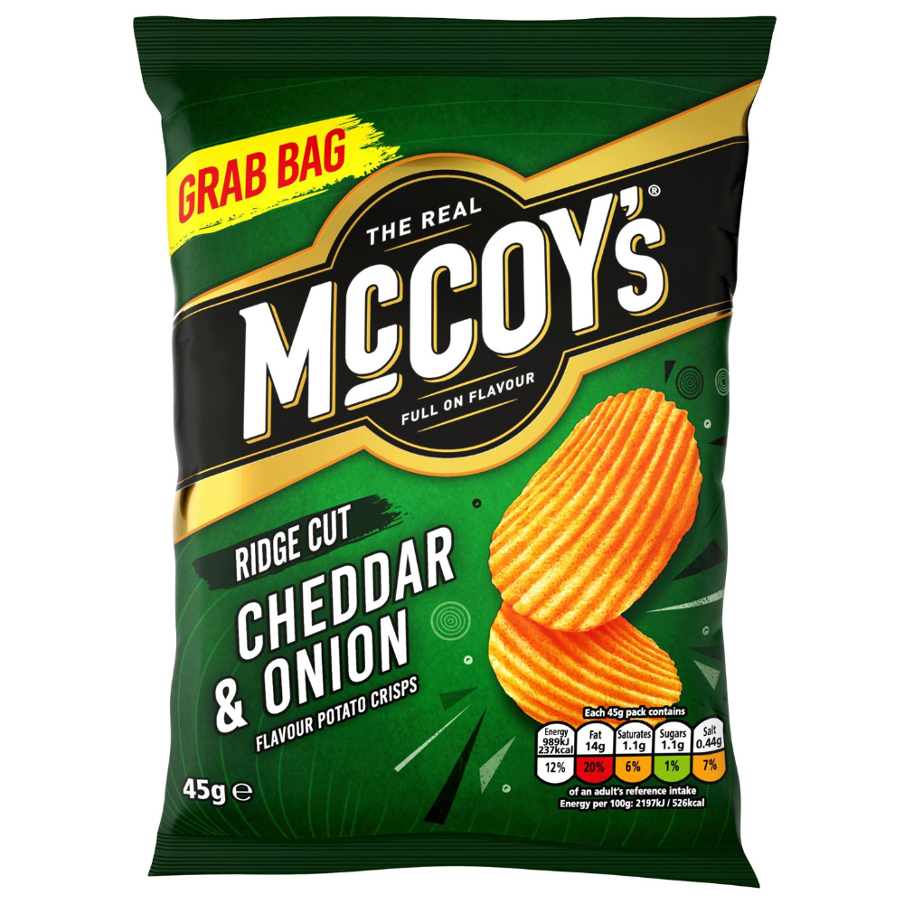 McCoy's Cheddar & Onion Flavor Crisps Grab Bag 45g (Best Before August 1st, 2026)
