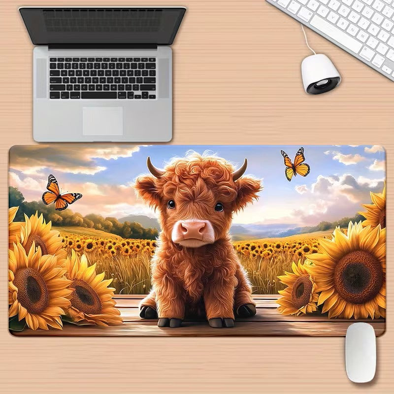 Mouse Pad - Highland Cow with Sun Flower