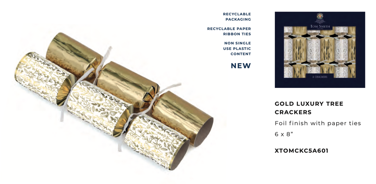 Tom Smith Gold Luxury Tree Crackers (6 x 8")