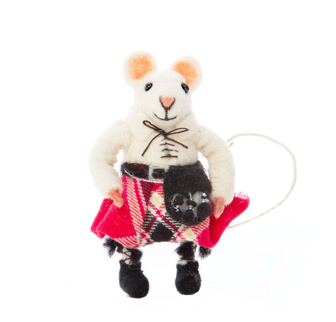Felt Mouse - Scottish Kilted Mouse: Blue Kilt