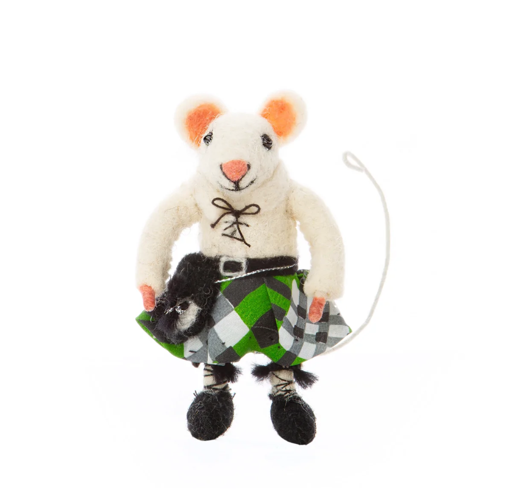 Felt Mouse - Scottish Kilted Mouse: Red Kilt