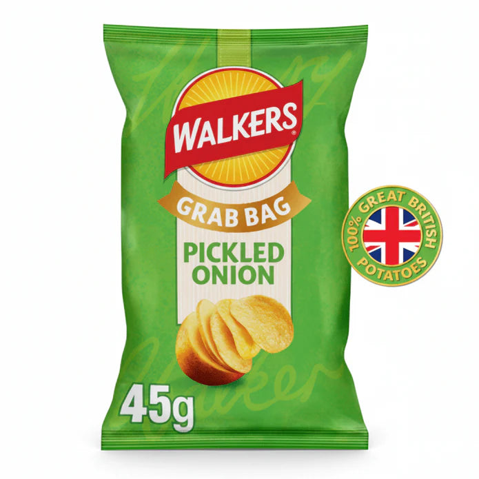 Walkers Pickled Onion Crisps Grab bag 45g (Best Before July 18th 2026)