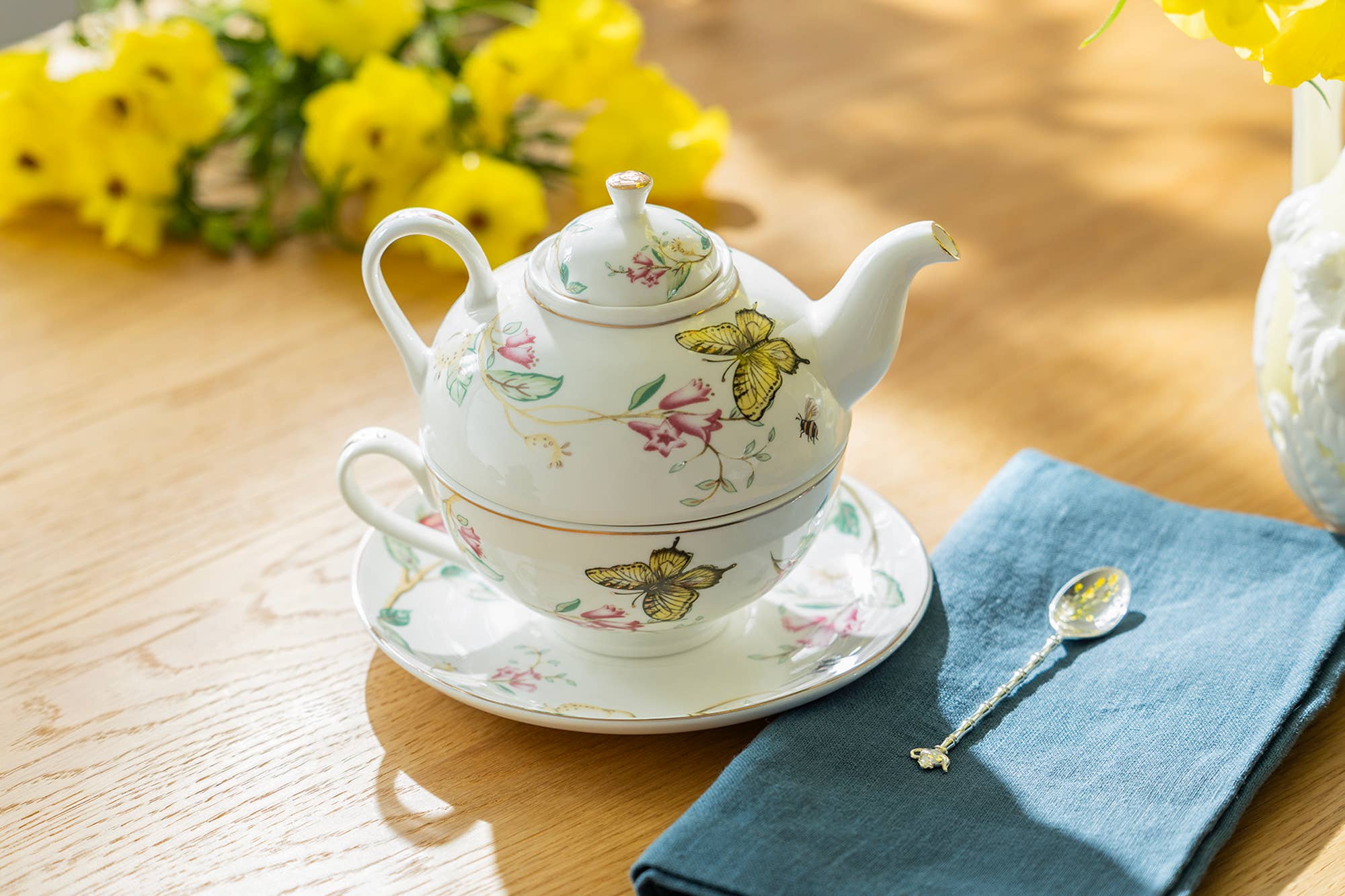 Tea For One Set - Butterfly Meadow Fine Porcelain