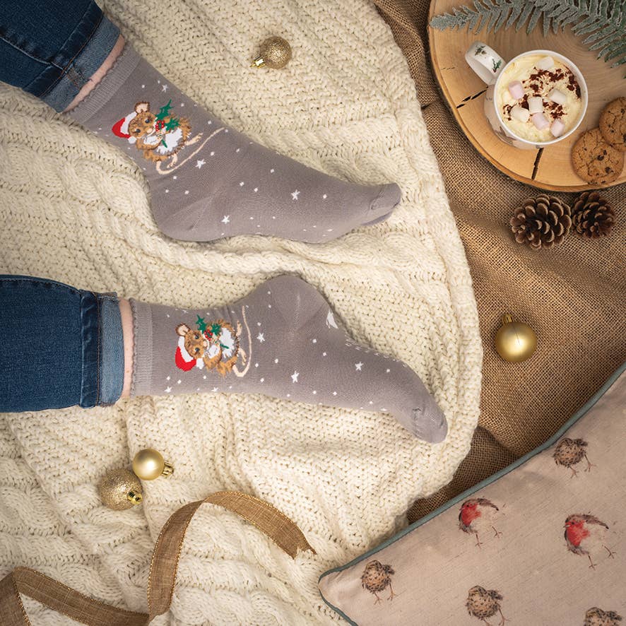 Mouse Christmas Sock - Christmouse - GREY