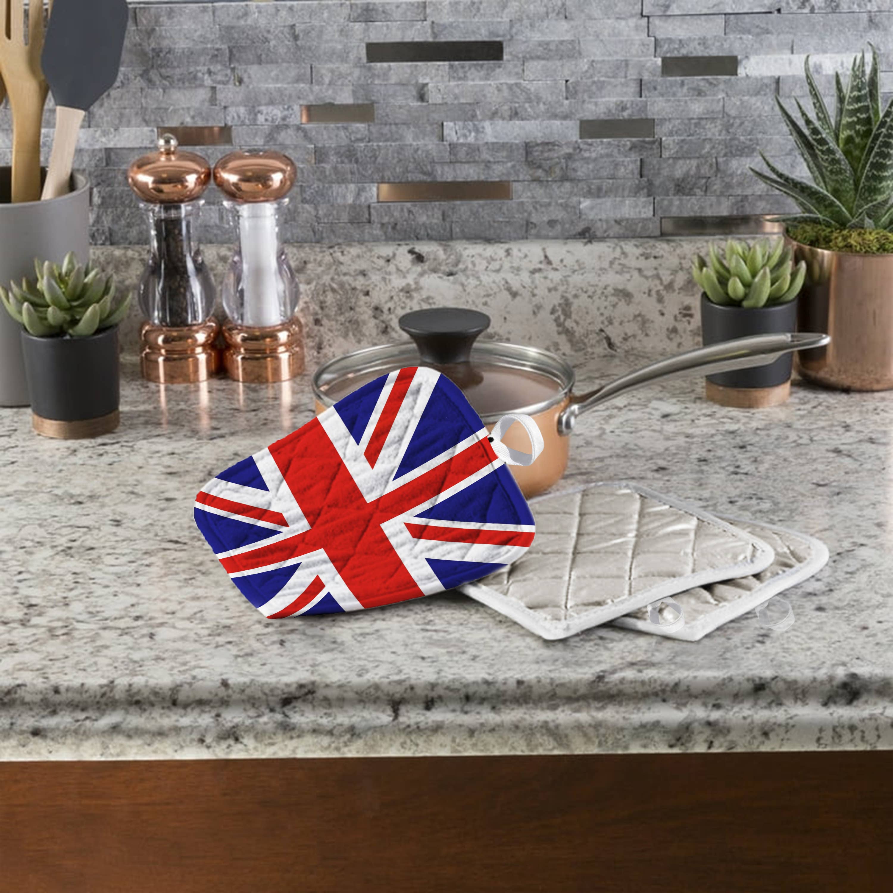 Potholder - Union Jack Flag, Potholder -Size 8x8"