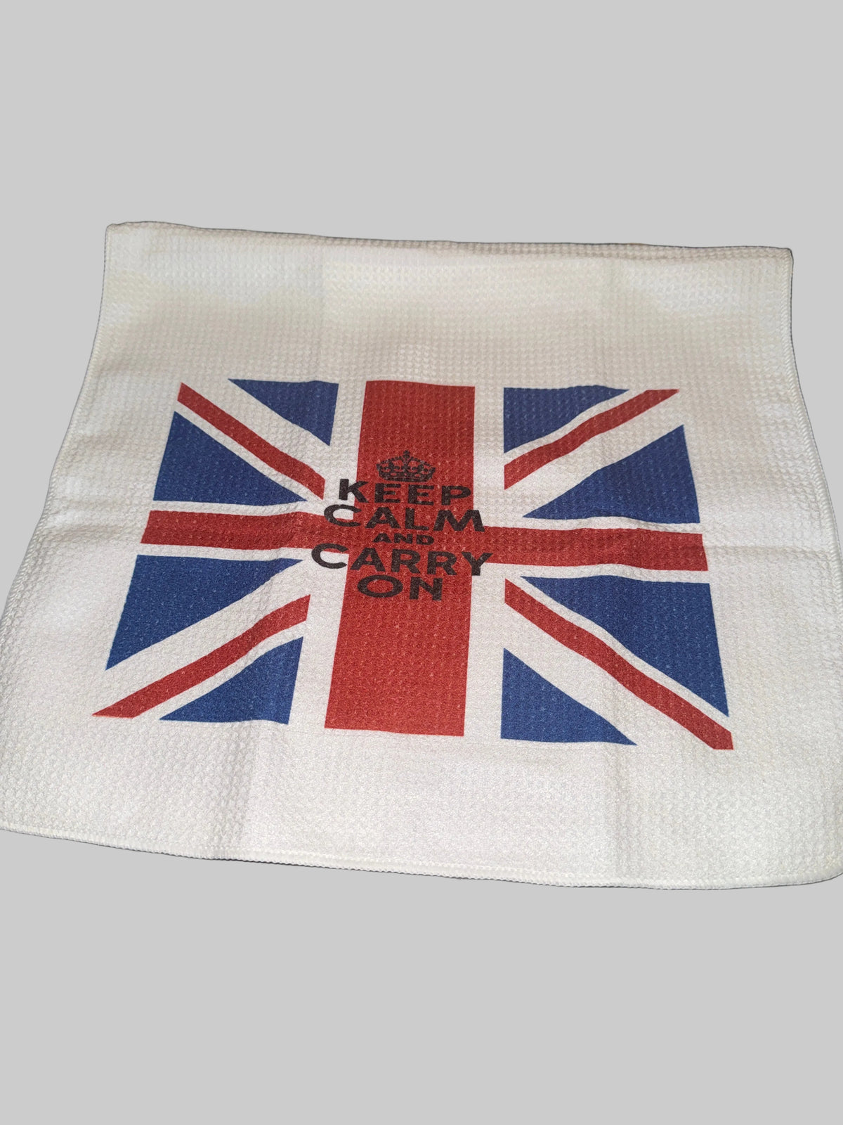 Tea Towel Handmade Design - Union Jack " Keep Calm and Carry On" Size 15" x 27"