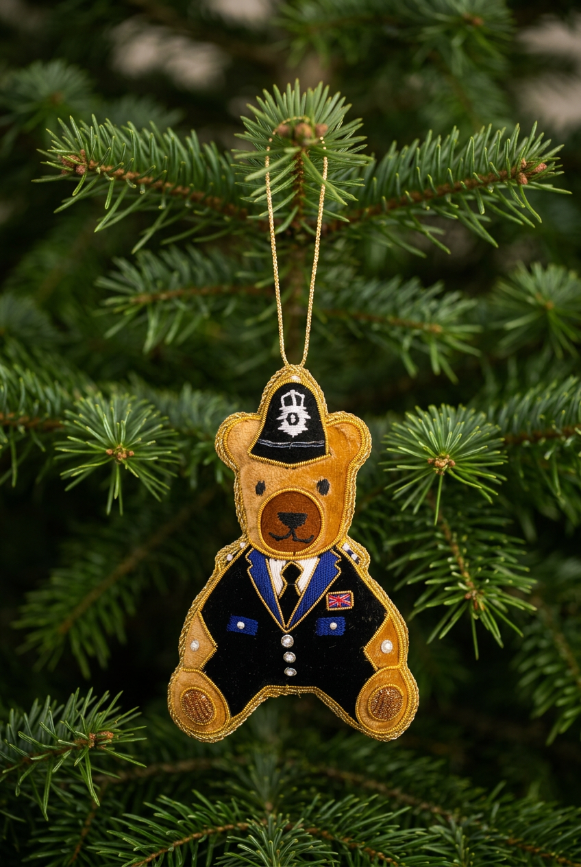 #85 Tinker Tailor Police Bear Decoration