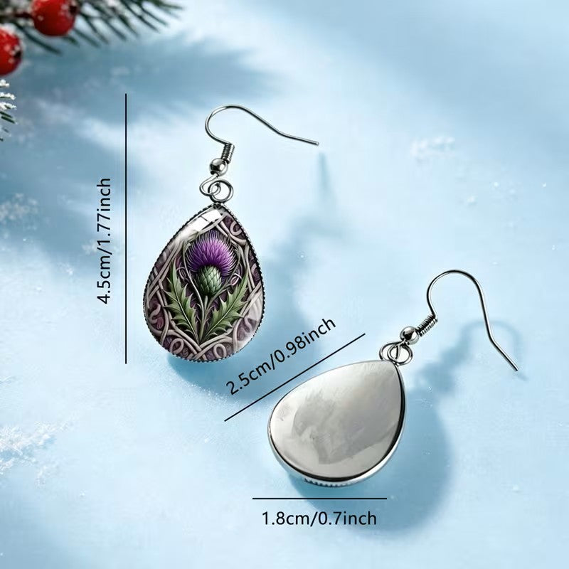 Earrings -  Thistle Celtic Knot Design Approx Size - 1.77" x 0.7"