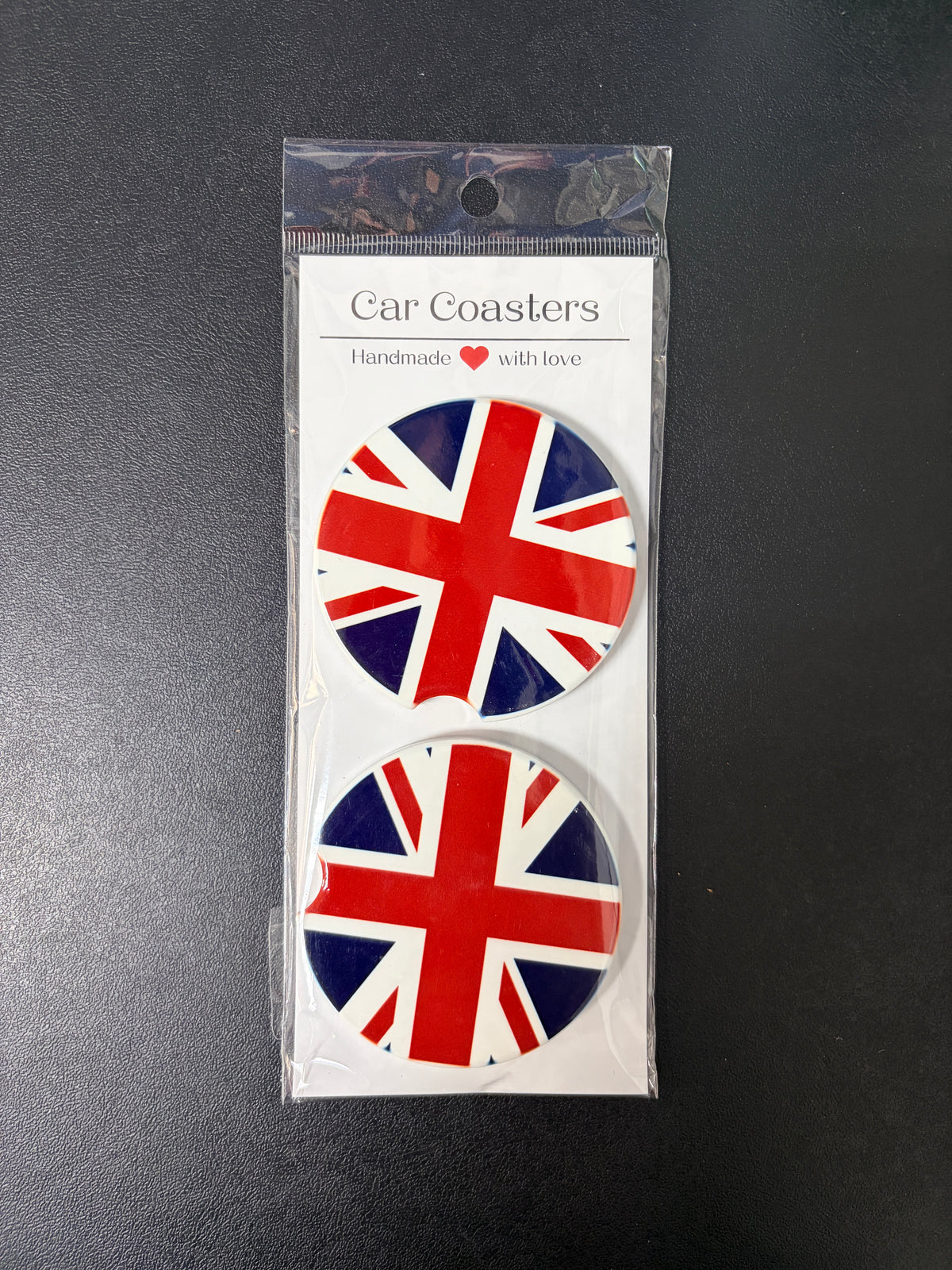 Car Coaster - Custom Made - Union Jack Flag - Ceramic, Set of 2