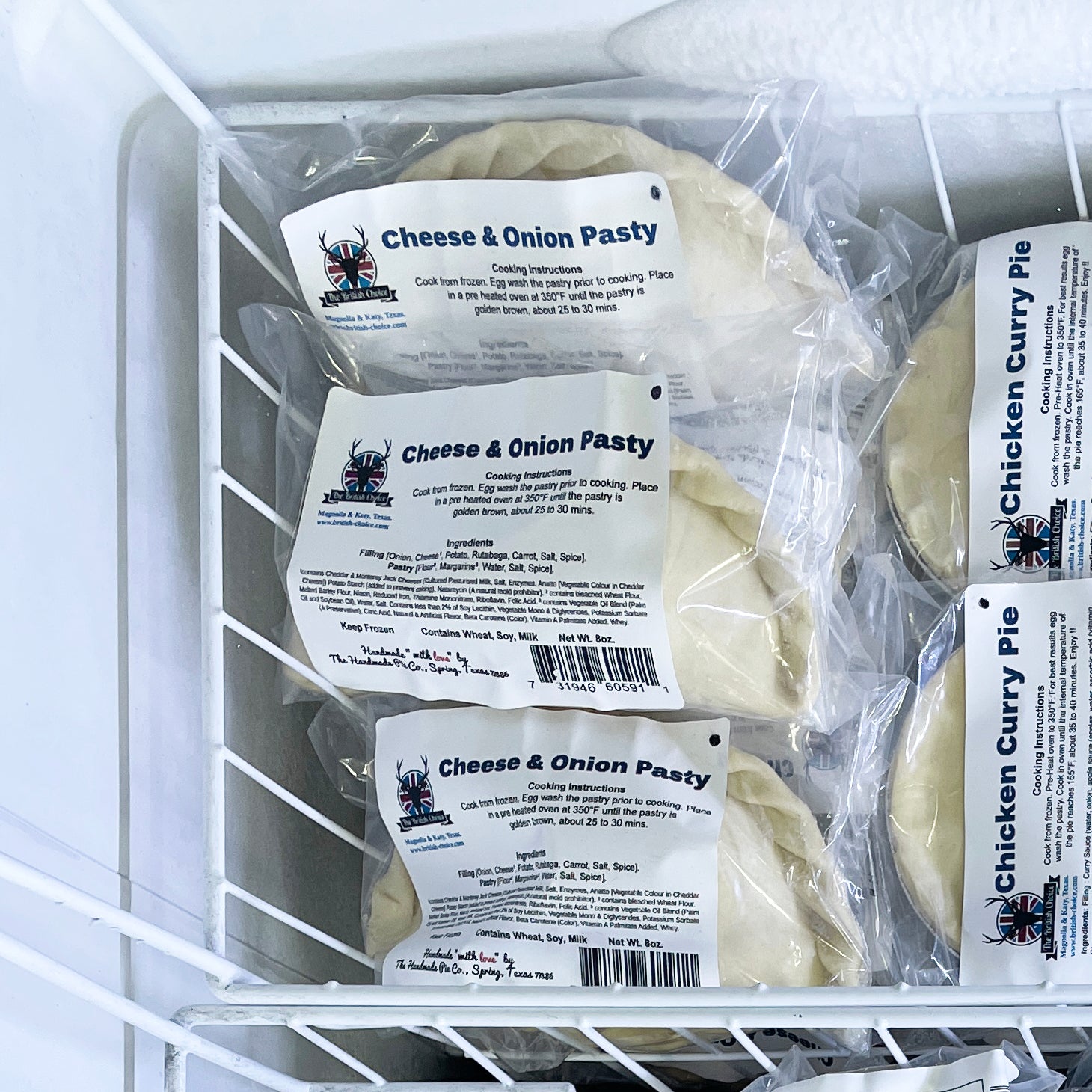Cheese & Onion Pasty 8oz (1/2lb Ship Weight)