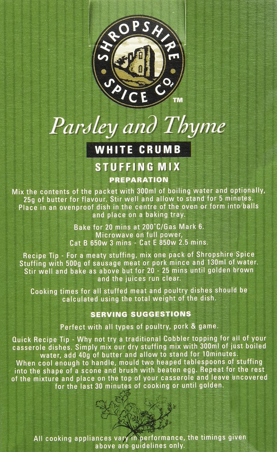 Shropshire Spice Parsley & Thyme Stuffing Mix 150g