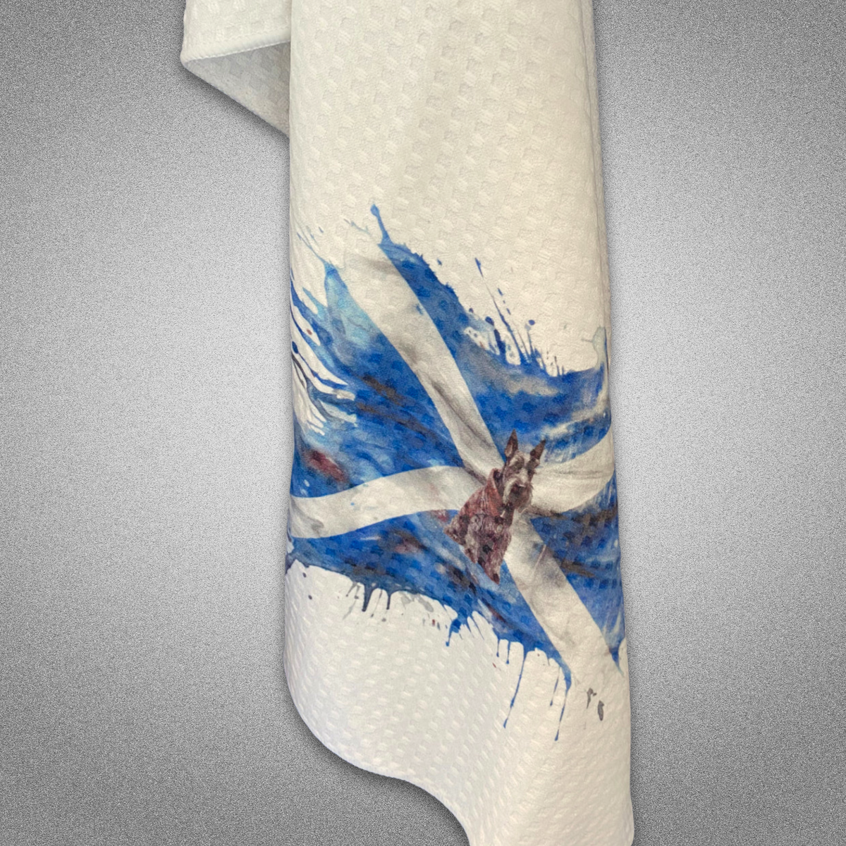Tea Towel Handmade Design - Scottish Flag with Scottie Dog 15" x 27"