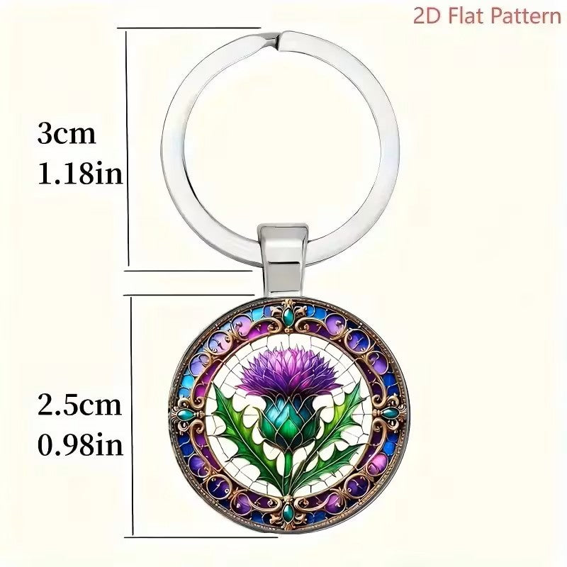Key Ring - Scottish Thistle (Approx size  1")