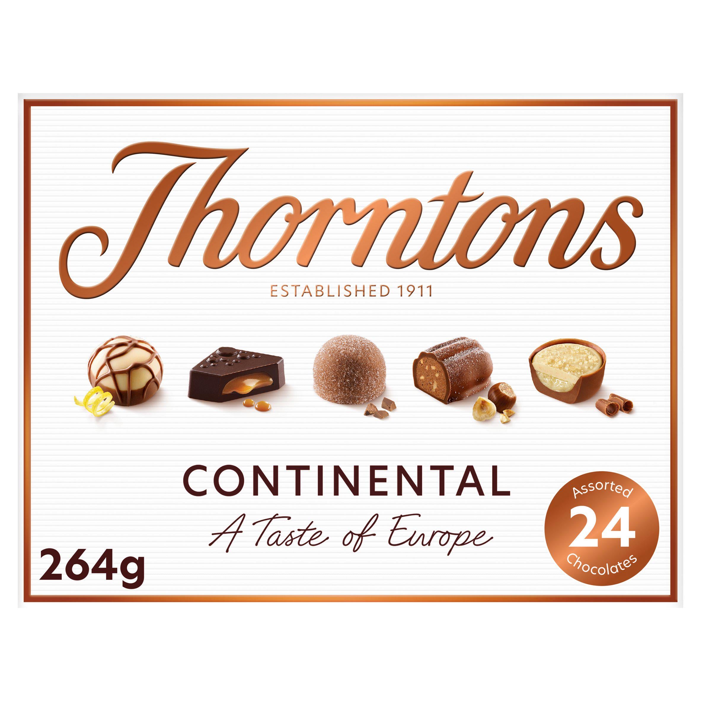 Thorntons Continental Milk, Dark, White Chocolate Box 264g