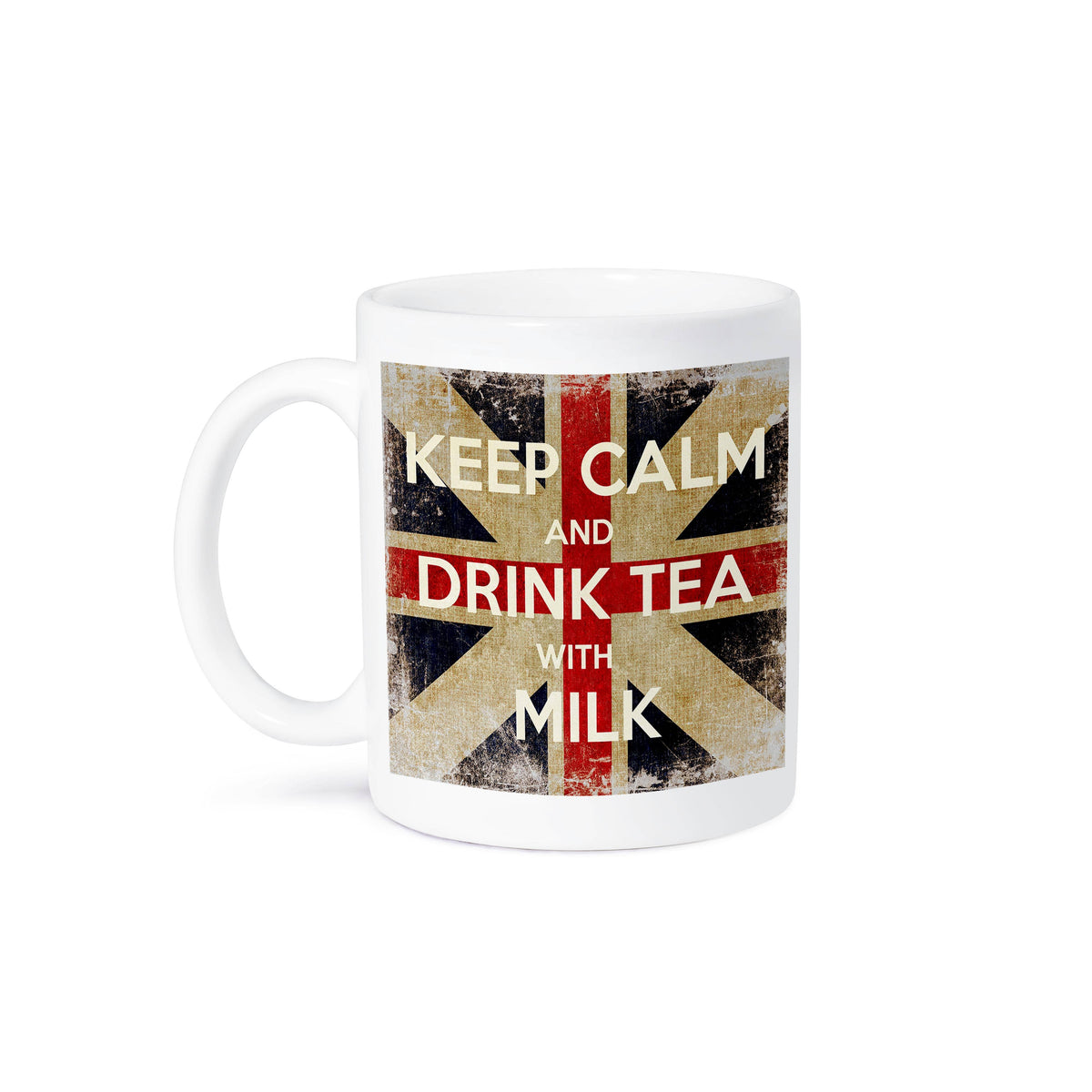 Mug 15 oz - Retro Grunge England Flag UK Britain - Keep Calm Drink Tea With Milk Mug