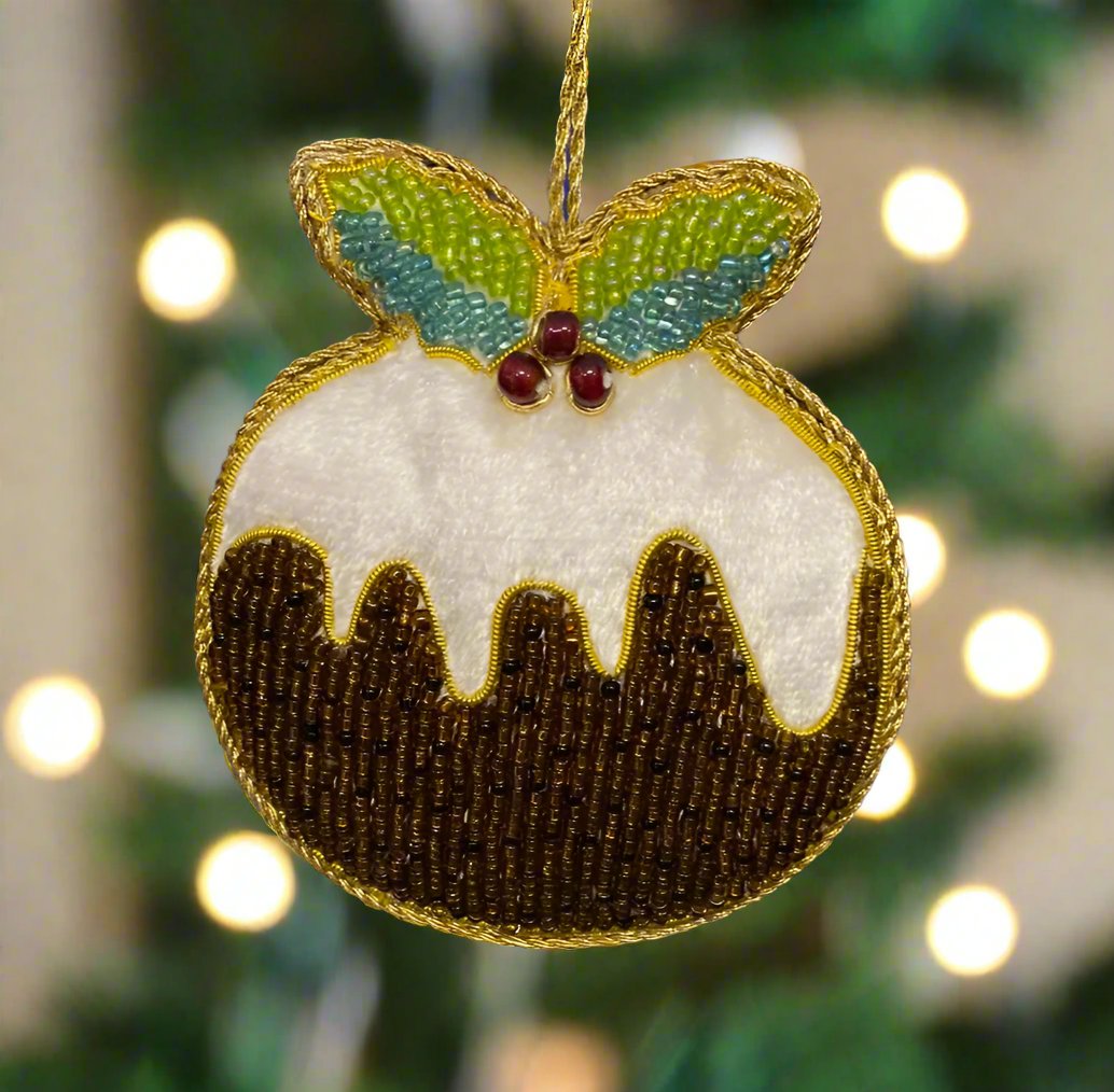 #26 Tinker Tailor Beaded Christmas Pudding Ornament.