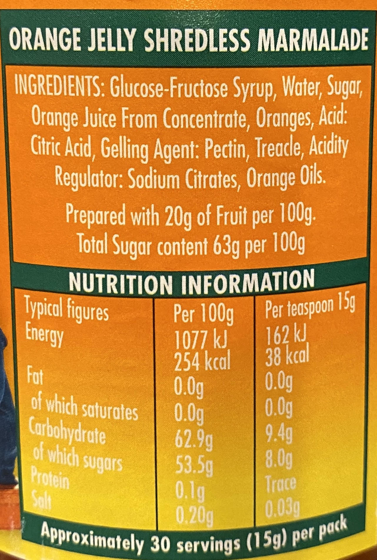 Robertson's Golden Shredless Marmalade is sure to delight your taste buds. Made with 100% real fruit, this 454g jar is a delicious and nutritious addition to your breakfast routine. It is free from any bitter shreds, providing a smooth spread. Enjoy the perfect blend of sweet and tangy flavors with every bite.